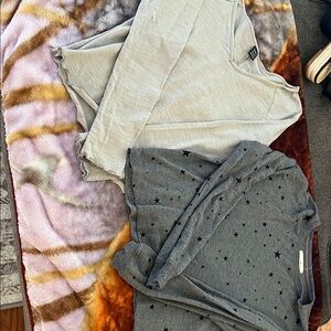 SHEIN Gray and Cream Short Sleeve Tees